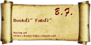 Boskó Fabó névjegykártya